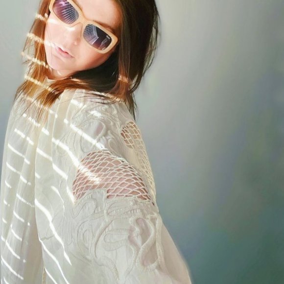 NWT H&M Low Back Voluminous Embroidery Sleeves Mini Dress - Picture 5 of 14